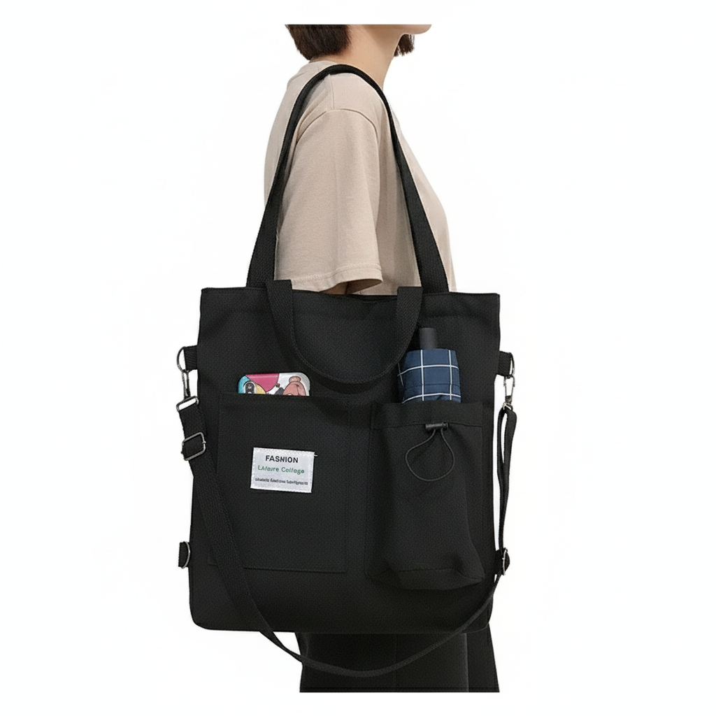 Harajuku Canvas Bags Students Handbag With Pockets Preppy Buckpack Shoulder Bag For Women Shoolbags