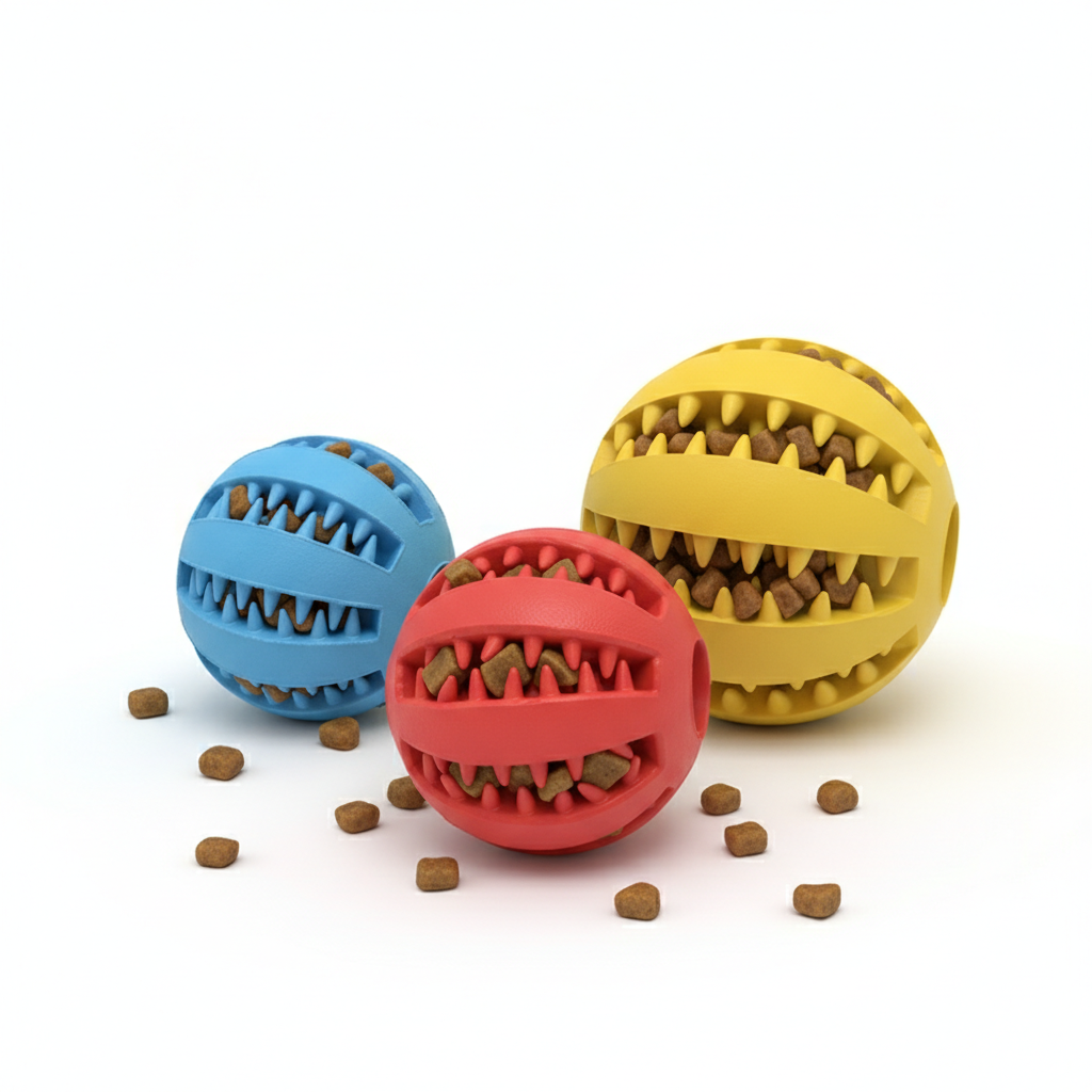 Pet Slow Feeder Dog Toy Cute Funny Rubber Dog Ball Toy