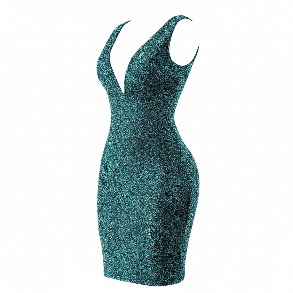 Women's Sequin Cocktail Dress Sexy Deep V Neck Bodycon Glitter Party Midi Dress