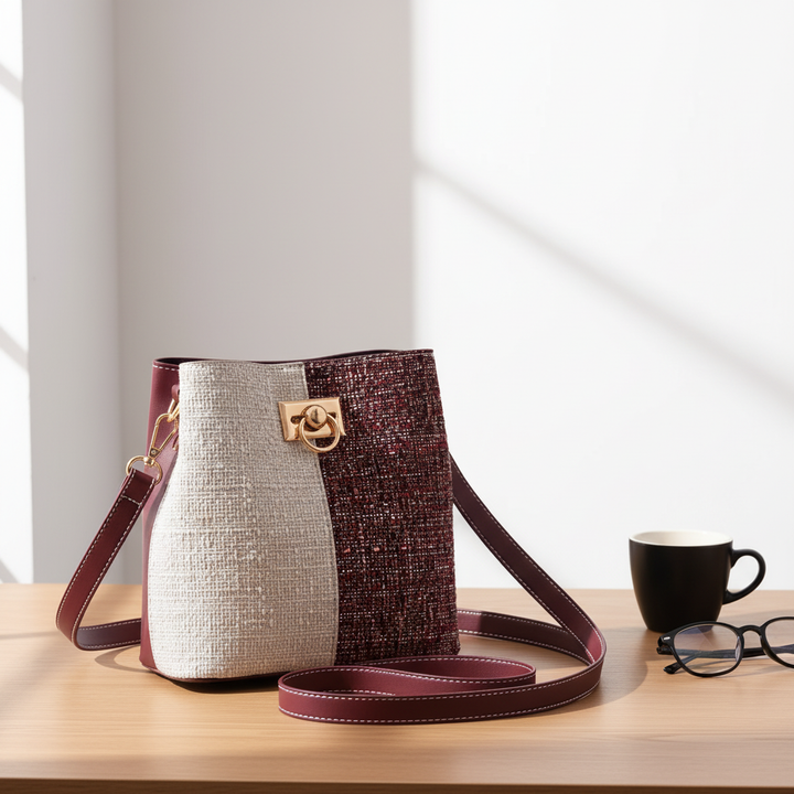 New Fashion Texture Bucket Bag - Foreign Gas Large Capacity Single Shoulder Diagonally Slant Color Bucket Bag