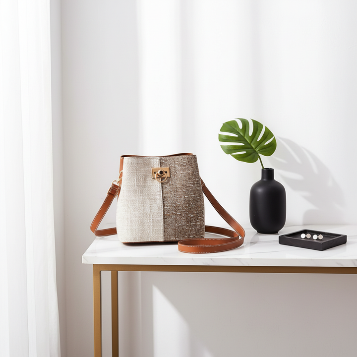 New Fashion Texture Bucket Bag - Foreign Gas Large Capacity Single Shoulder Diagonally Slant Color Bucket Bag
