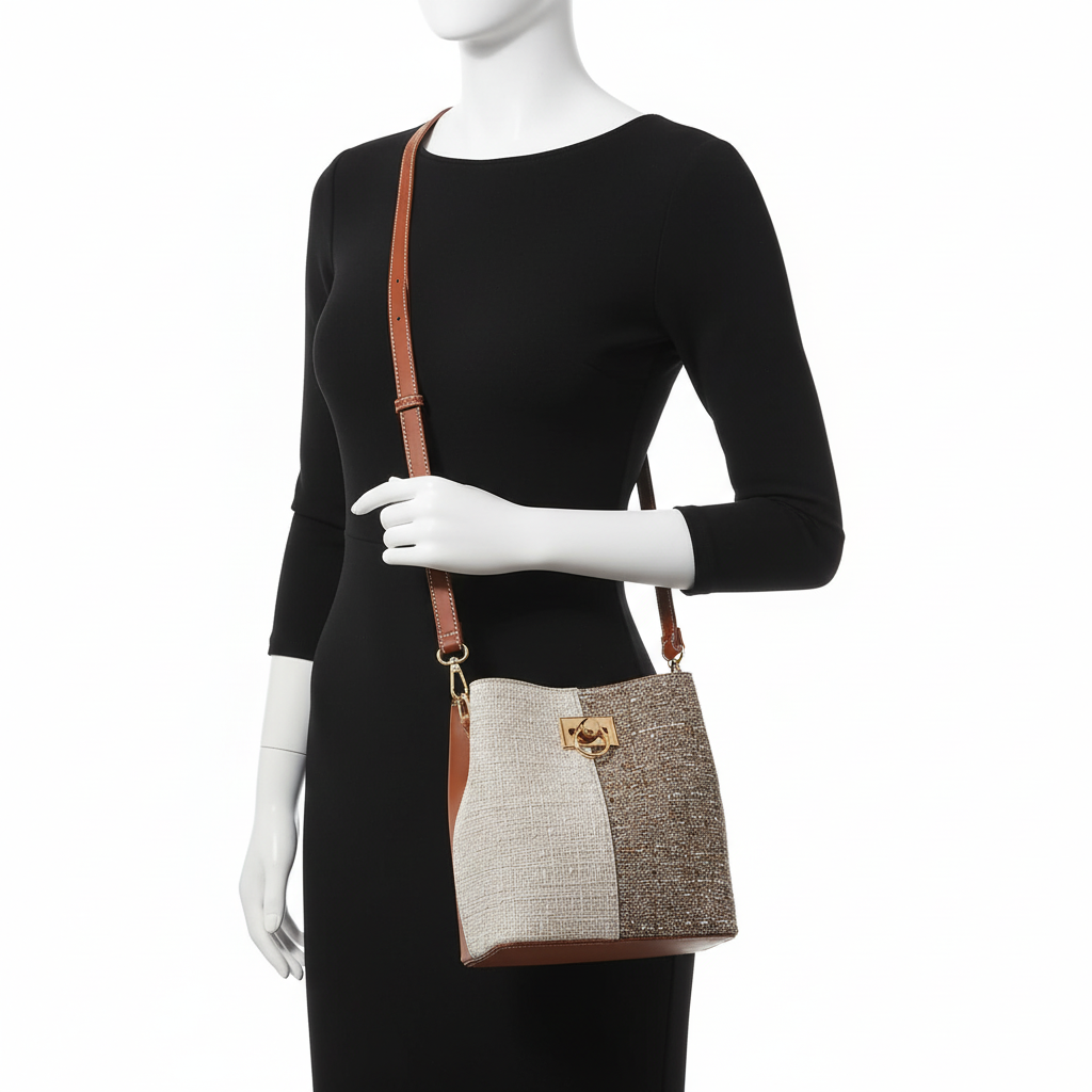 New Fashion Texture Bucket Bag - Foreign Gas Large Capacity Single Shoulder Diagonally Slant Color Bucket Bag