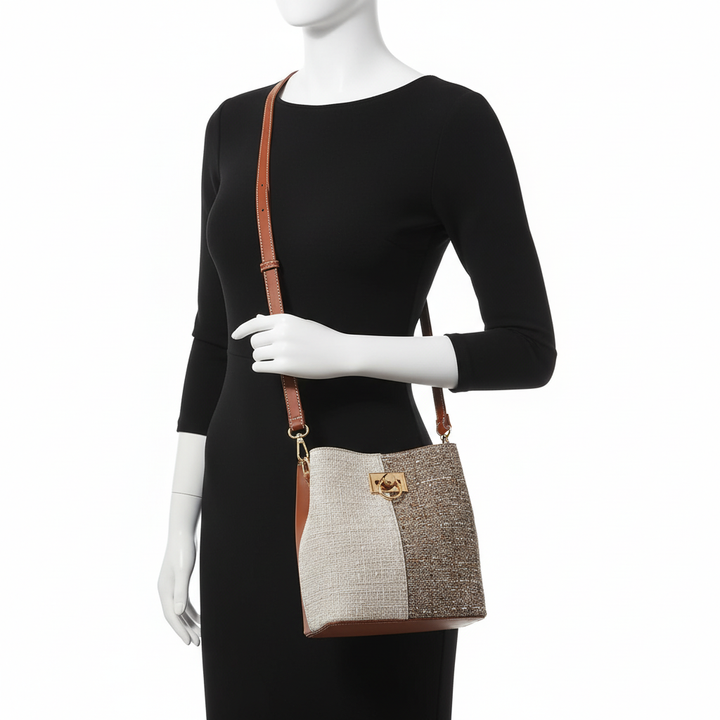 New Fashion Texture Bucket Bag - Foreign Gas Large Capacity Single Shoulder Diagonally Slant Color Bucket Bag