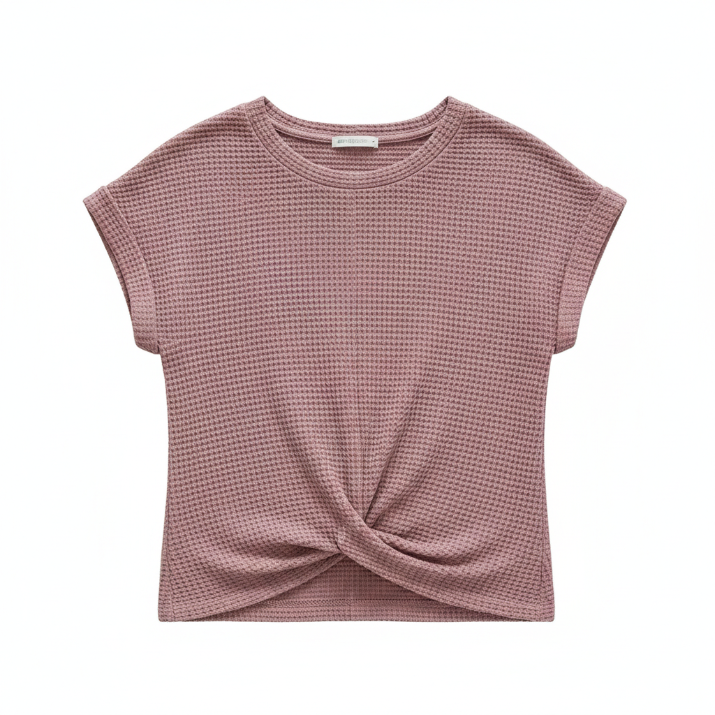 Women’s Waffle Knit Short Sleeve Crew Neck T-Shirt