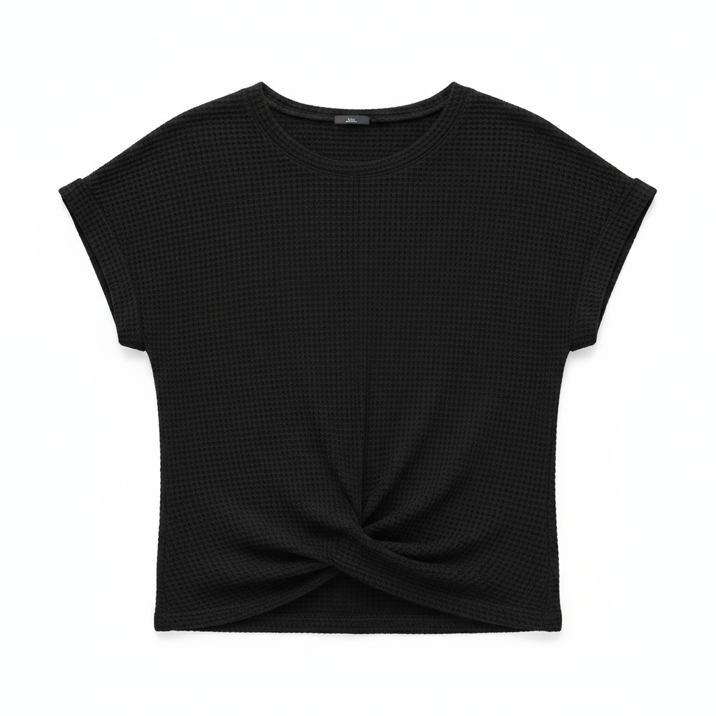 Women’s Waffle Knit Short Sleeve Crew Neck T-Shirt