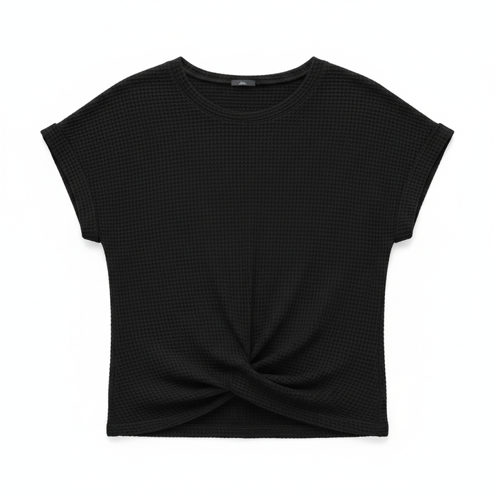 Women’s Waffle Knit Short Sleeve Crew Neck T-Shirt