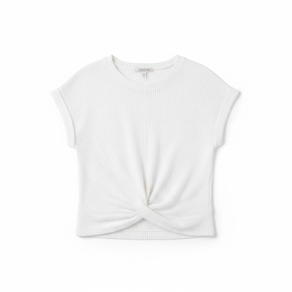 Women’s Waffle Knit Short Sleeve Crew Neck T-Shirt