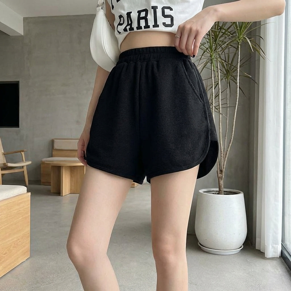 Waffle Sweatpants Shorts For Women