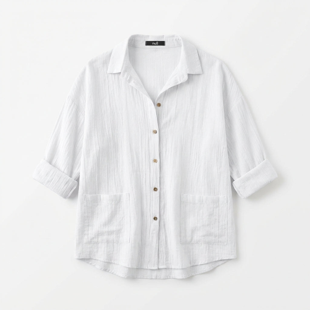 Lapel Long Sleeve Shirt Women's Single-breasted Pleated Shirt Tops Clothing