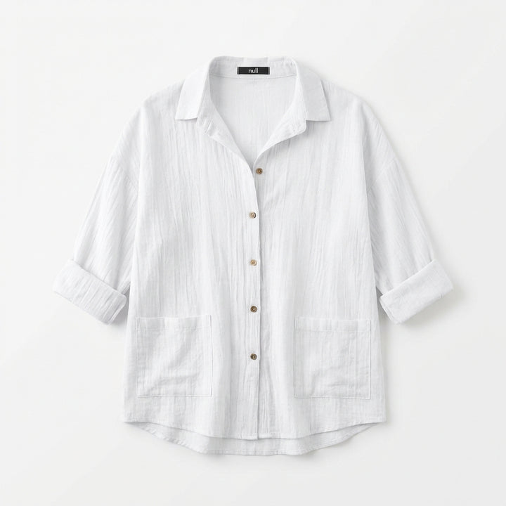 Lapel Long Sleeve Shirt Women's Single-breasted Pleated Shirt Tops Clothing