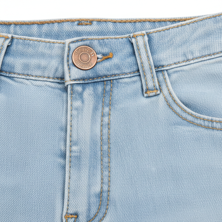 Women's High-Rise Slim Fit Blue Jeans – Stretch Denim with Slant Pockets