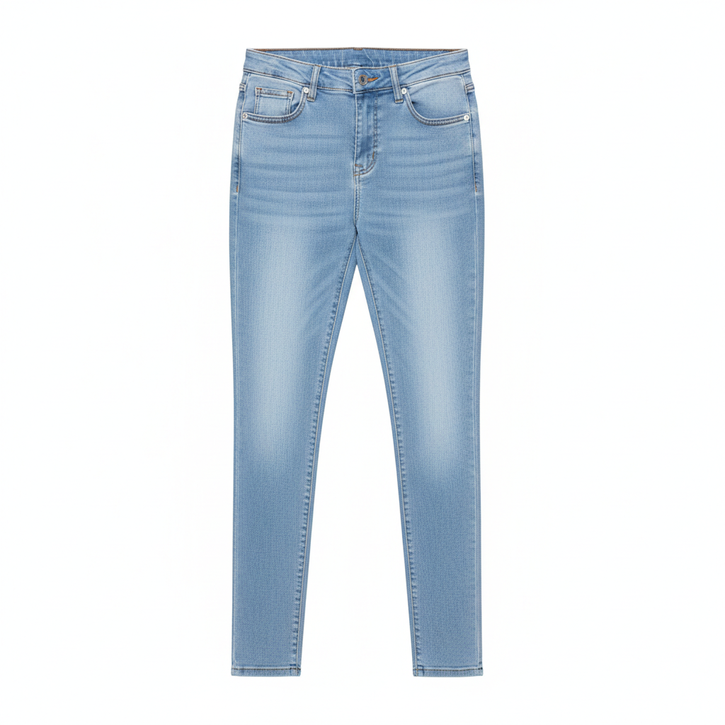 Women's High-Rise Slim Fit Blue Jeans – Stretch Denim with Slant Pockets