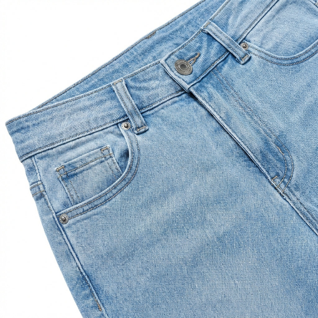 Women's High-Rise Slim Fit Blue Jeans – Stretch Denim with Slant Pockets