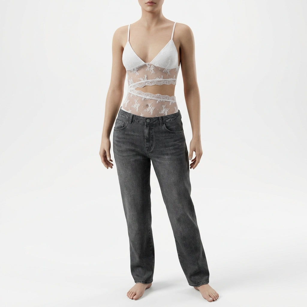 Lace Stitched Backless Small Sling Women V Neck Tank Top Underwear Vest Candy Color Bralette Clothes