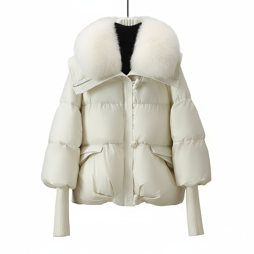 Down Cotton-padded Jacket Women's Short Fur Collar Thickened Coat Winter Clothing