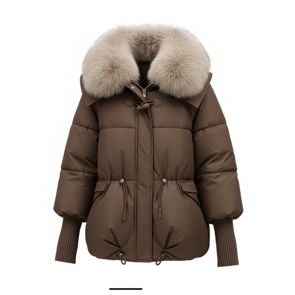 Down Cotton-padded Jacket Women's Short Fur Collar Thickened Coat Winter Clothing