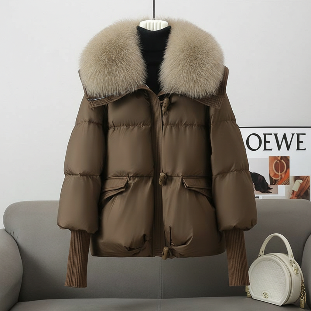 Down Cotton-padded Jacket Women's Short Fur Collar Thickened Coat Winter Clothing