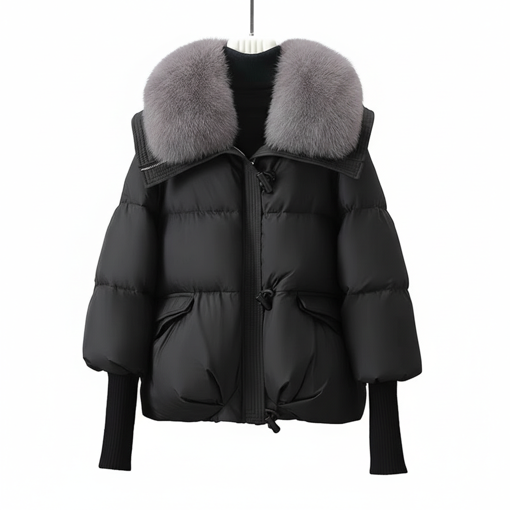 Down Cotton-padded Jacket Women's Short Fur Collar Thickened Coat Winter Clothing