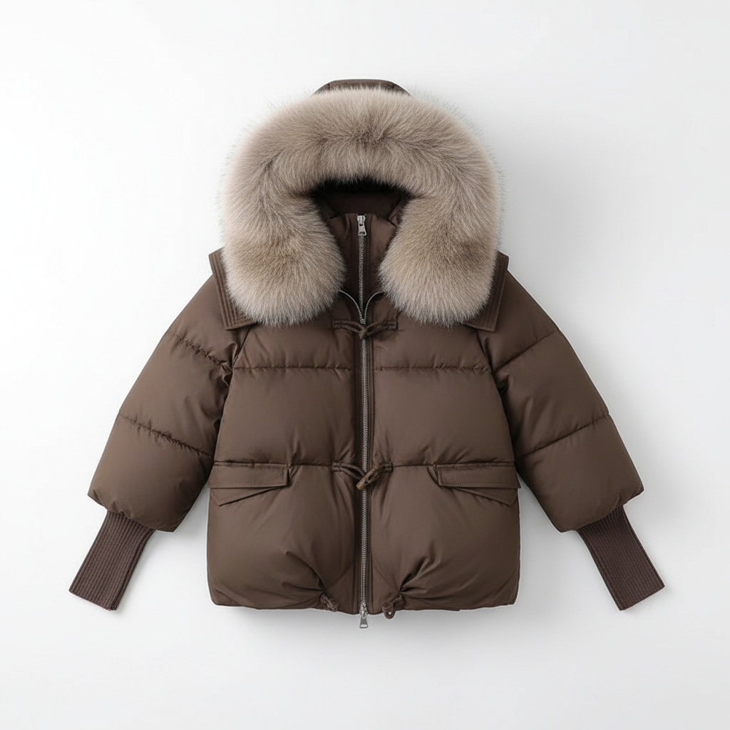 Down Cotton-padded Jacket Women's Short Fur Collar Thickened Coat Winter Clothing
