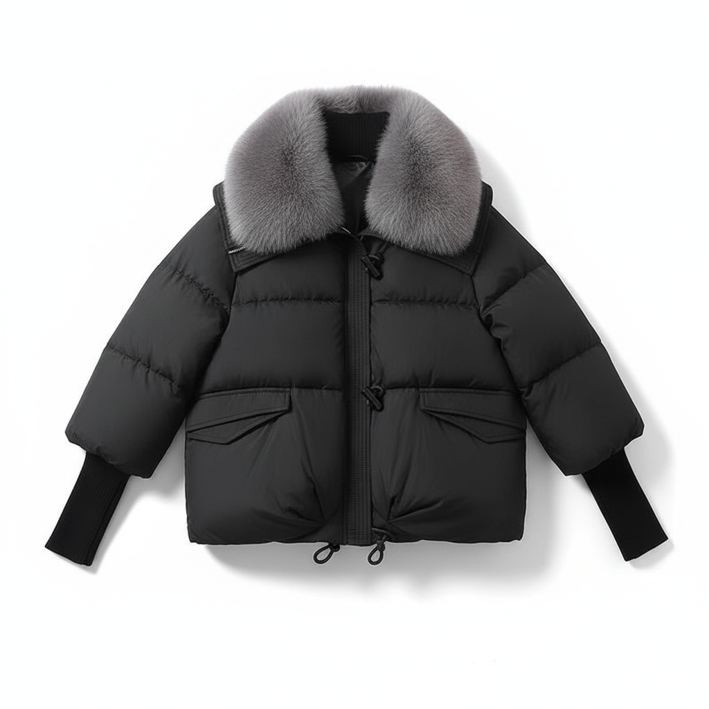Down Cotton-padded Jacket Women's Short Fur Collar Thickened Coat Winter Clothing