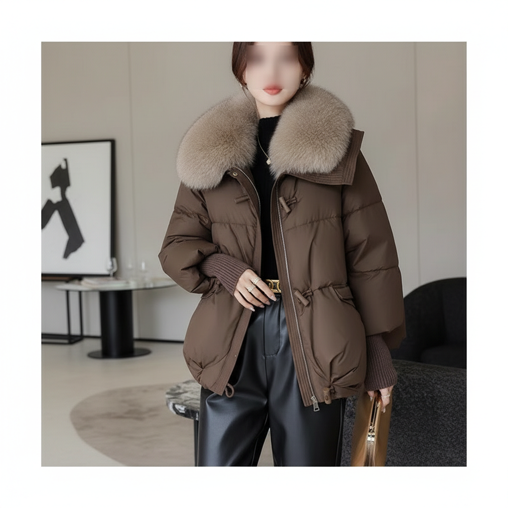 Down Cotton-padded Jacket Women's Short Fur Collar Thickened Coat Winter Clothing