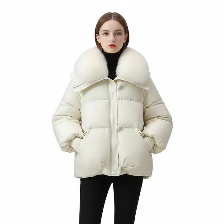 Down Cotton-padded Jacket Women's Short Fur Collar Thickened Coat Winter Clothing
