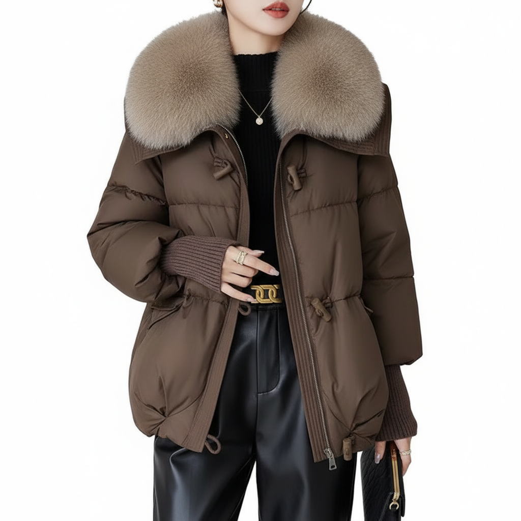 Down Cotton-padded Jacket Women's Short Fur Collar Thickened Coat Winter Clothing