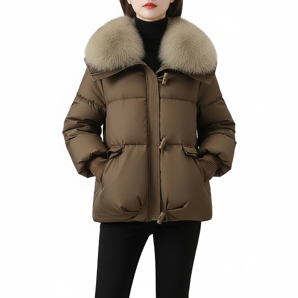 Down Cotton-padded Jacket Women's Short Fur Collar Thickened Coat Winter Clothing