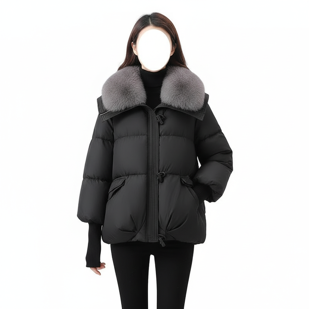 Down Cotton-padded Jacket Women's Short Fur Collar Thickened Coat Winter Clothing