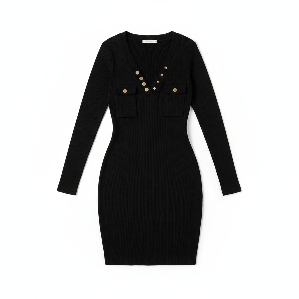 Women's Long Dresses Autumn And Winter Casual Knitted Rib Dress Long Sleeve Wrap Hip Button Waist Wrap Women's Dress