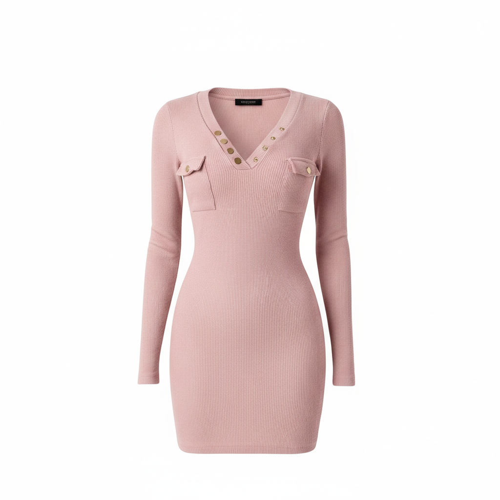 Women's Long Dresses Autumn And Winter Casual Knitted Rib Dress Long Sleeve Wrap Hip Button Waist Wrap Women's Dress