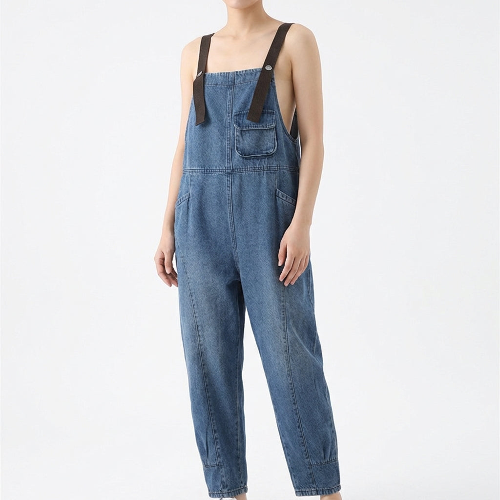 Women's Korean Style Strap Detail Jeans – Trendy Spring Denim