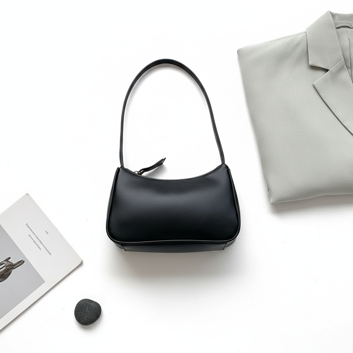 Minimalist PU Leather Underarm Shoulder Bag – Women’s Fashion Baguette Handbag