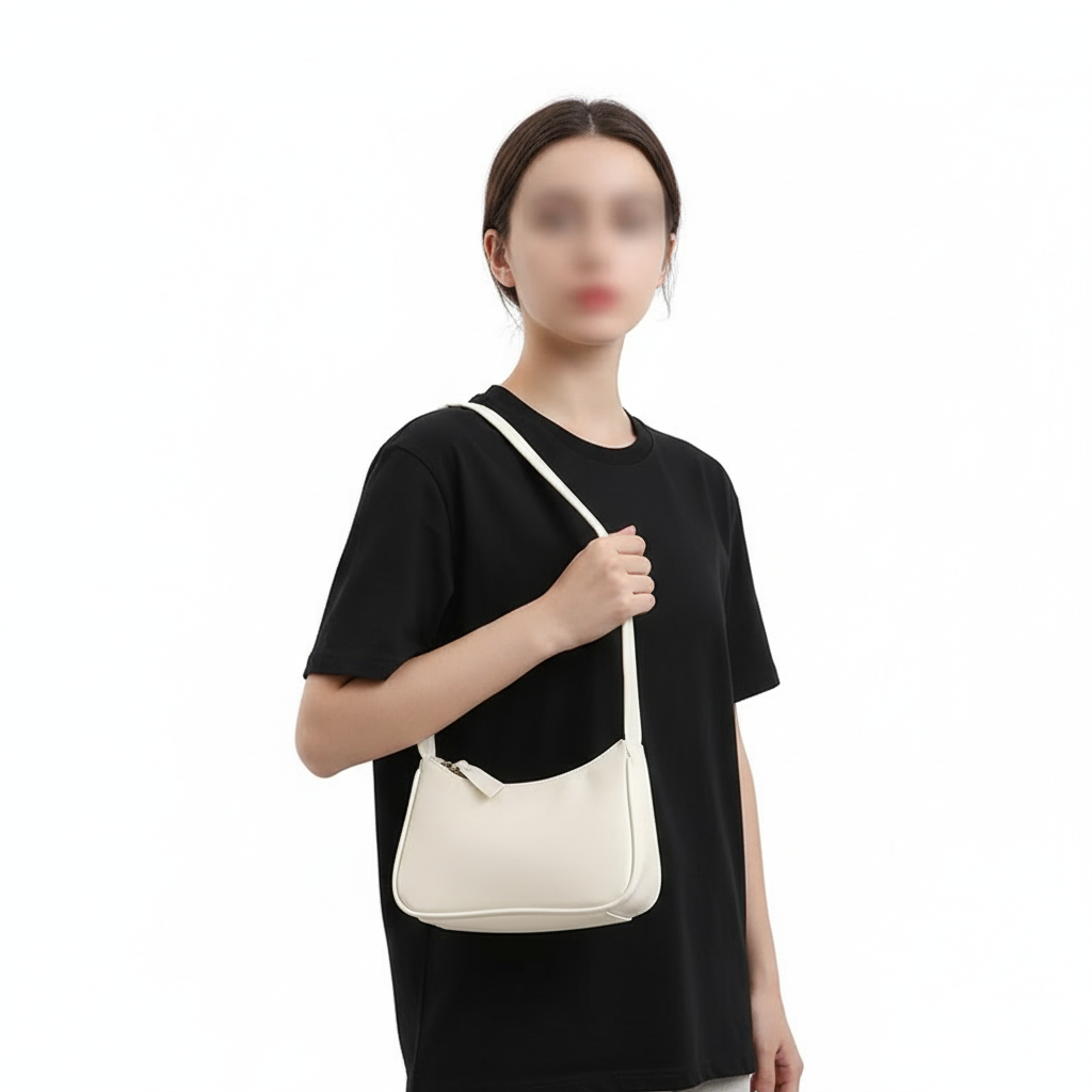 Minimalist PU Leather Underarm Shoulder Bag – Women’s Fashion Baguette Handbag