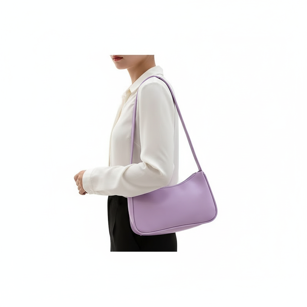 Minimalist PU Leather Underarm Shoulder Bag – Women’s Fashion Baguette Handbag