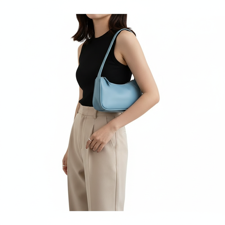 Minimalist PU Leather Underarm Shoulder Bag – Women’s Fashion Baguette Handbag