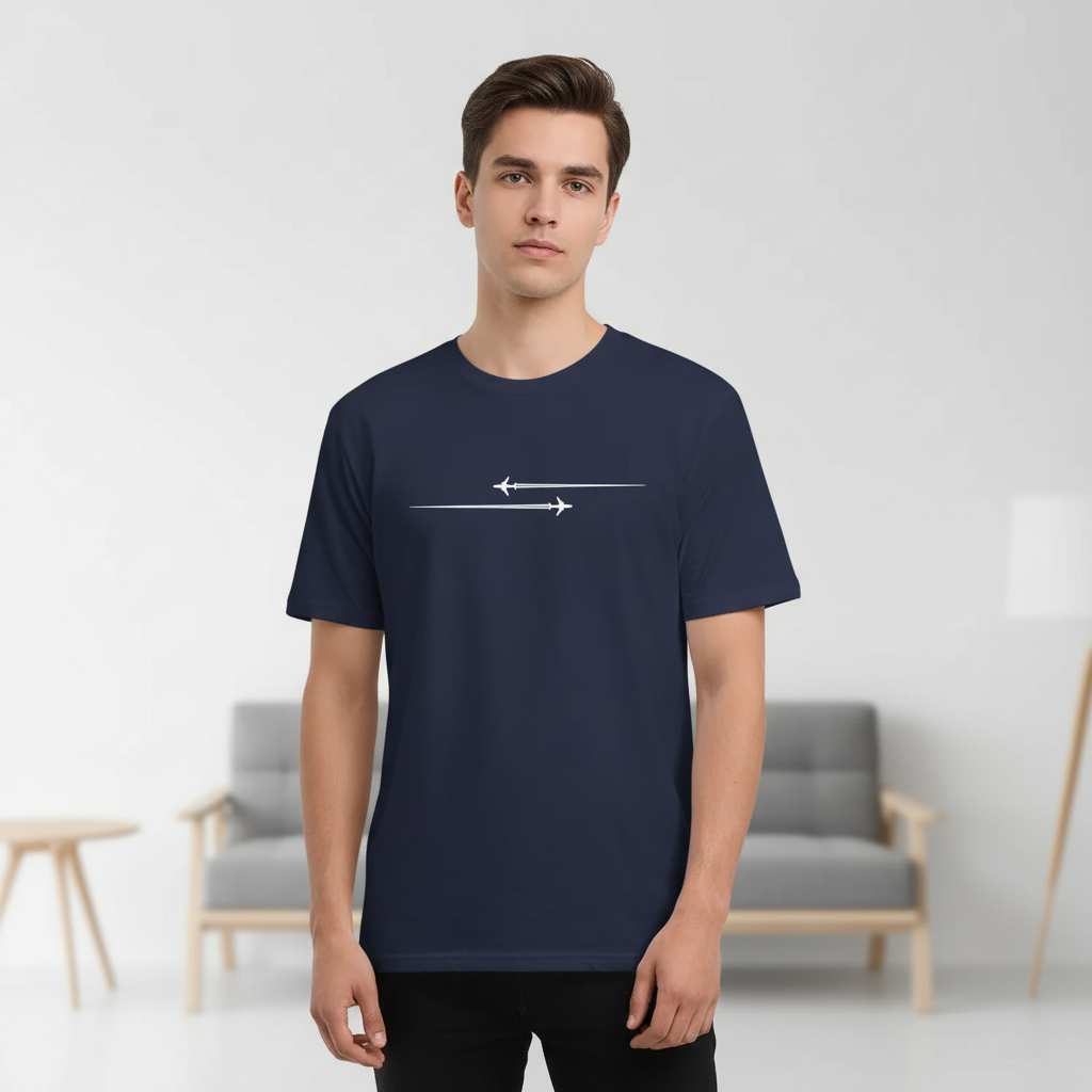 Pattern Printed Comfortable Sports Round Neck T-shirt