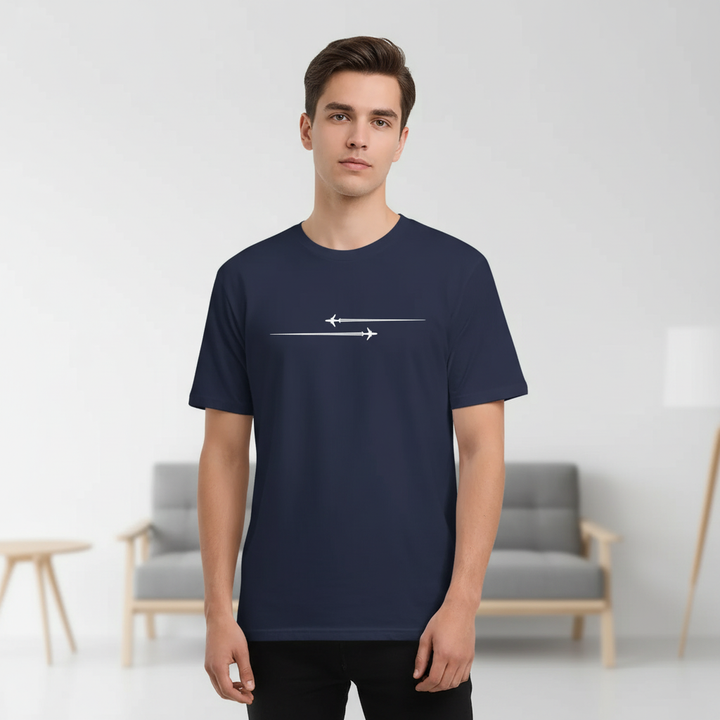 Pattern Printed Comfortable Sports Round Neck T-shirt