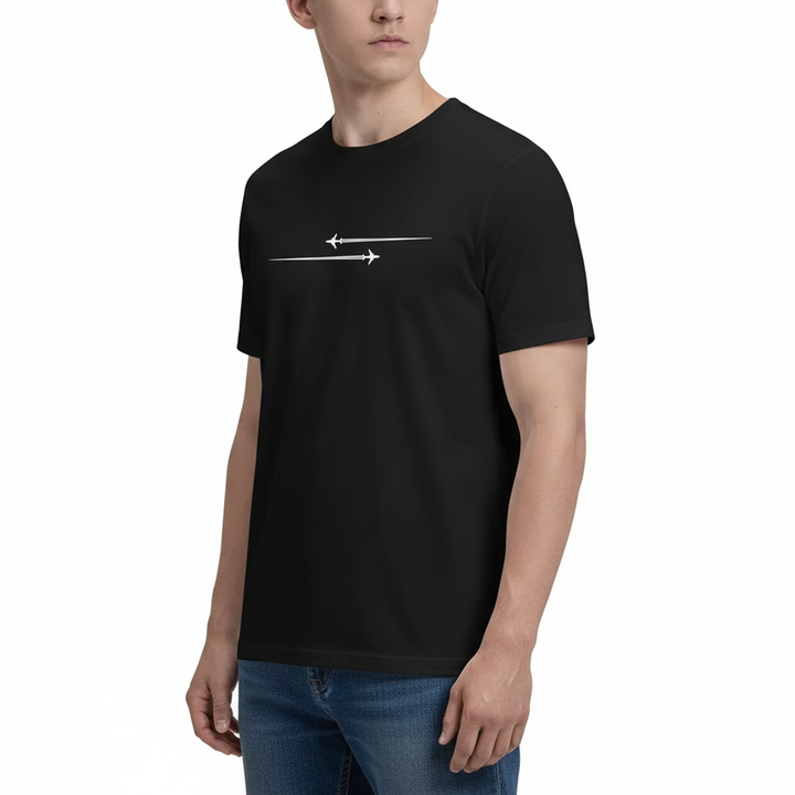 Pattern Printed Comfortable Sports Round Neck T-shirt
