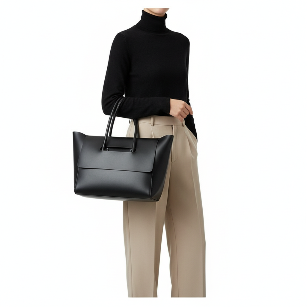 Elegant PU Leather Top Handle Tote Bag – Women’s Large Capacity Shoulder Handbag