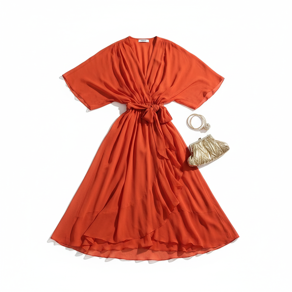 Batwing Sleeve V-neck Dress Summer Pure Color Tied Irregular Long Dresses Womens Clothing