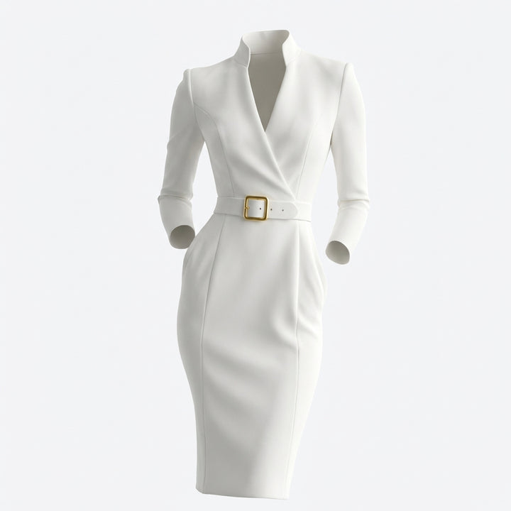 Slim-fitting Casual Suit Dress V-neck Long-sleeved Dresses Commuting Office Clothing For Women
