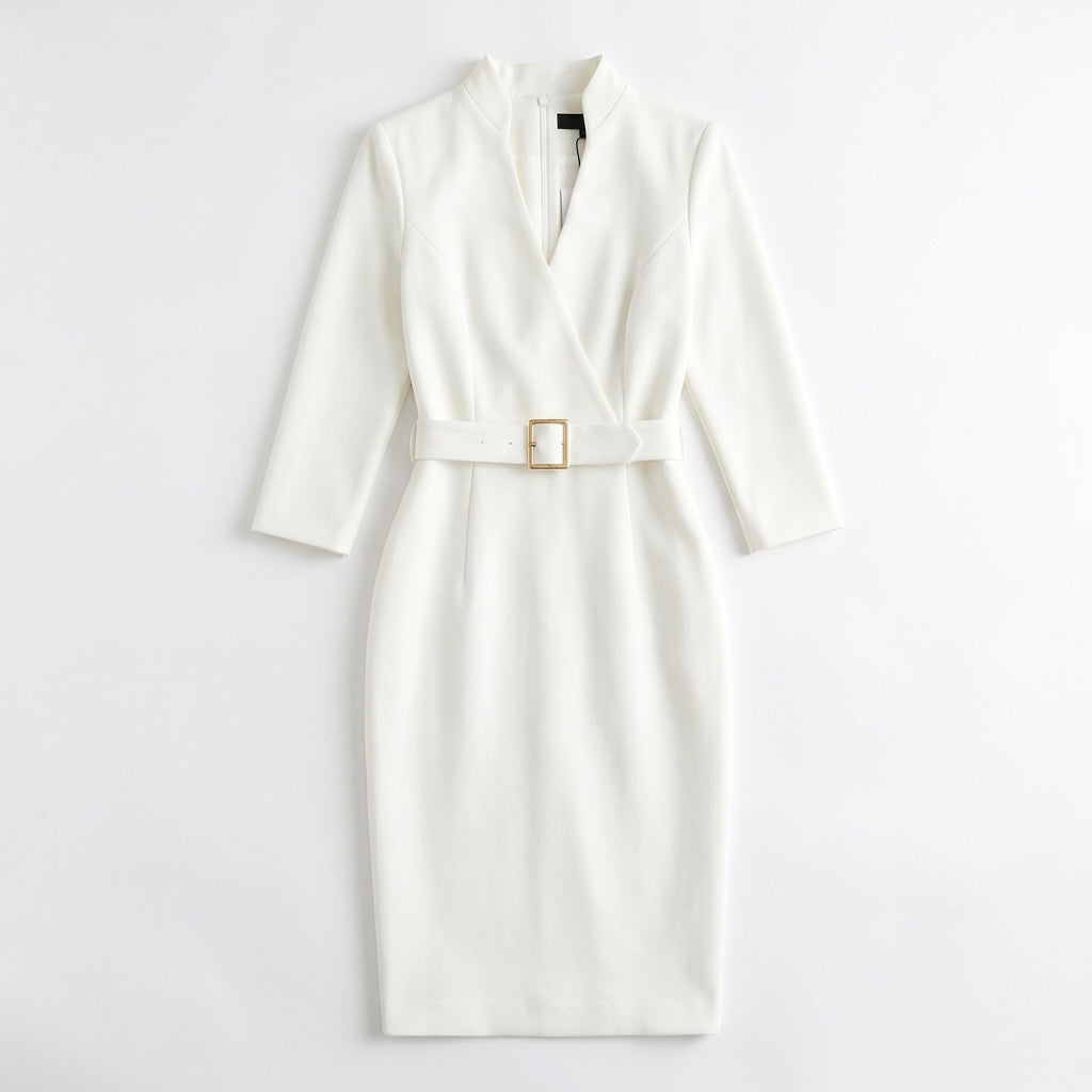 Slim-fitting Casual Suit Dress V-neck Long-sleeved Dresses Commuting Office Clothing For Women