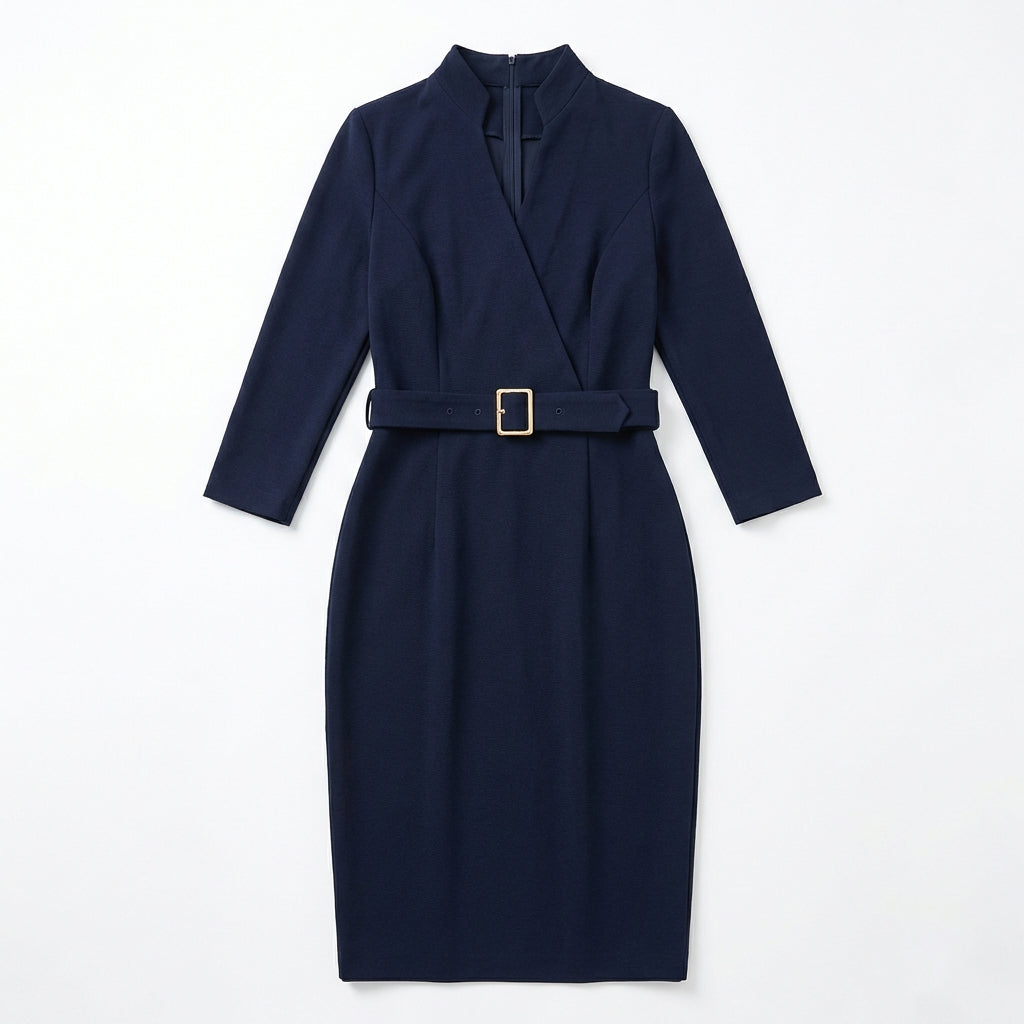 Slim-fitting Casual Suit Dress V-neck Long-sleeved Dresses Commuting Office Clothing For Women