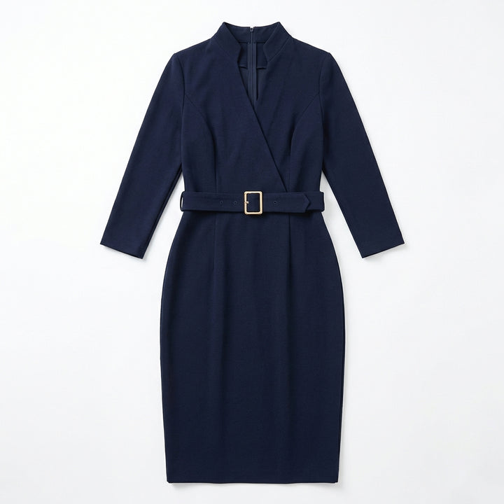 Slim-fitting Casual Suit Dress V-neck Long-sleeved Dresses Commuting Office Clothing For Women