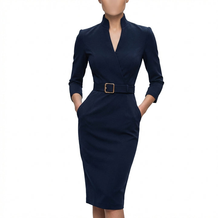 Slim-fitting Casual Suit Dress V-neck Long-sleeved Dresses Commuting Office Clothing For Women