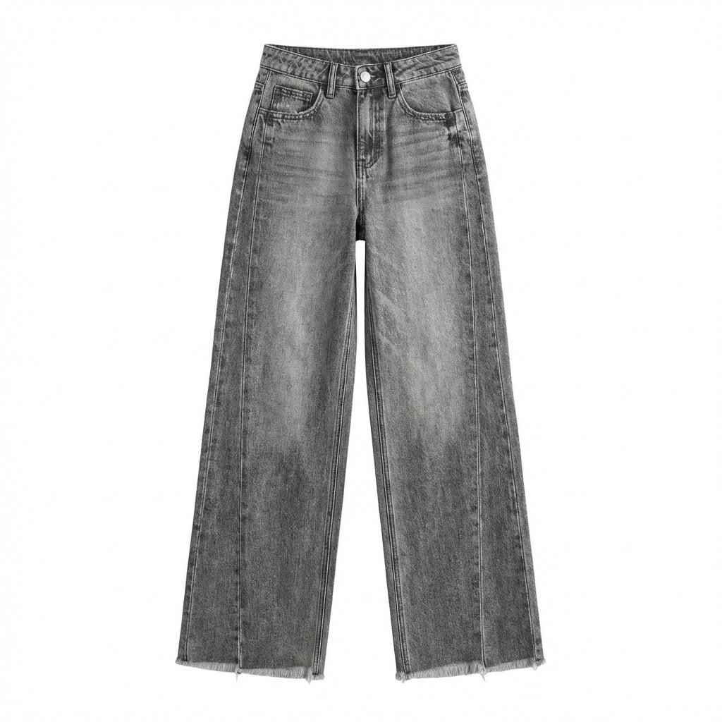 Women's High-Waisted Straight Leg Jeans – Slim Fit Denim with Pockets