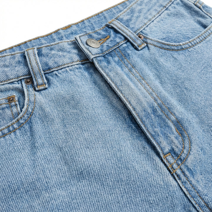 Women's High-Waisted Straight Leg Jeans – Slim Fit Denim with Pockets