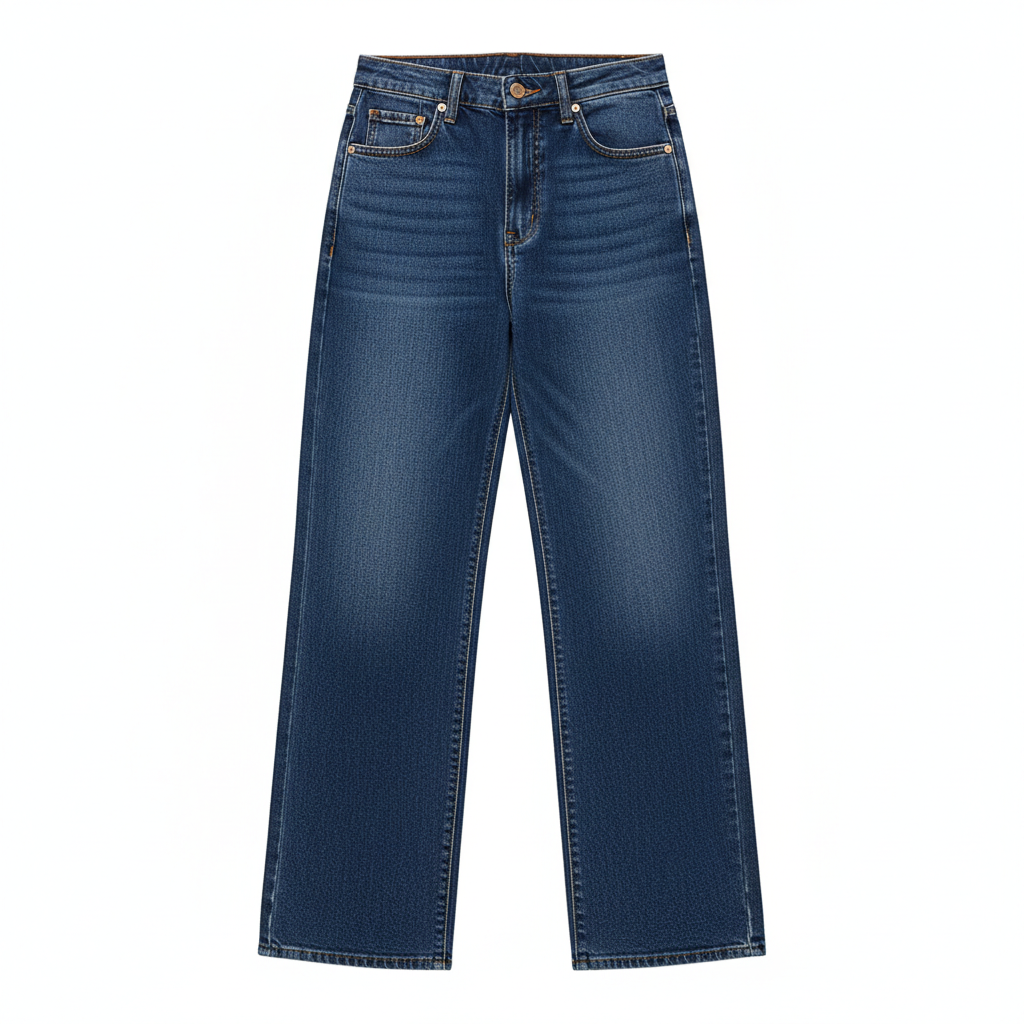 Washed Fashion Straight Jeans Women's Mid Waist