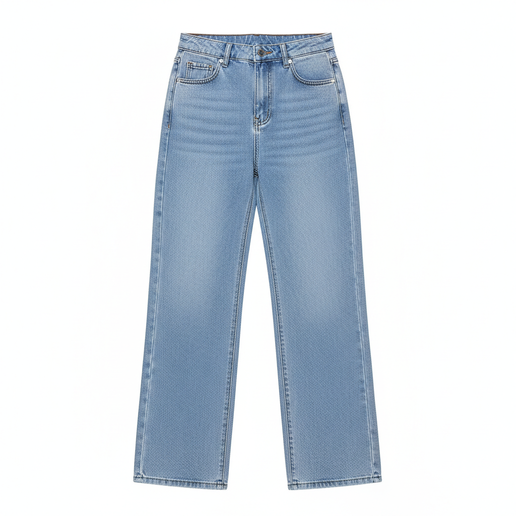Washed Fashion Straight Jeans Women's Mid Waist